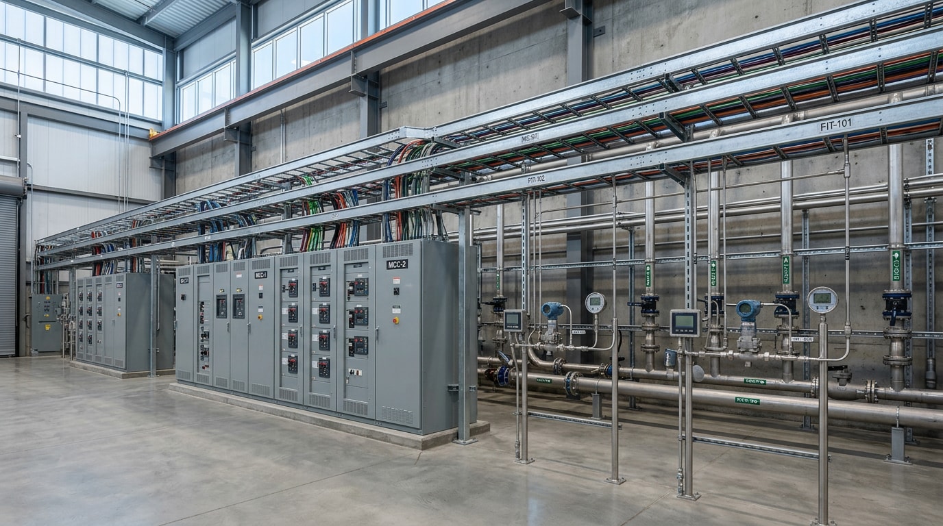 Finished motor control center and instrumentation installation inside a Colorado water treatment plant