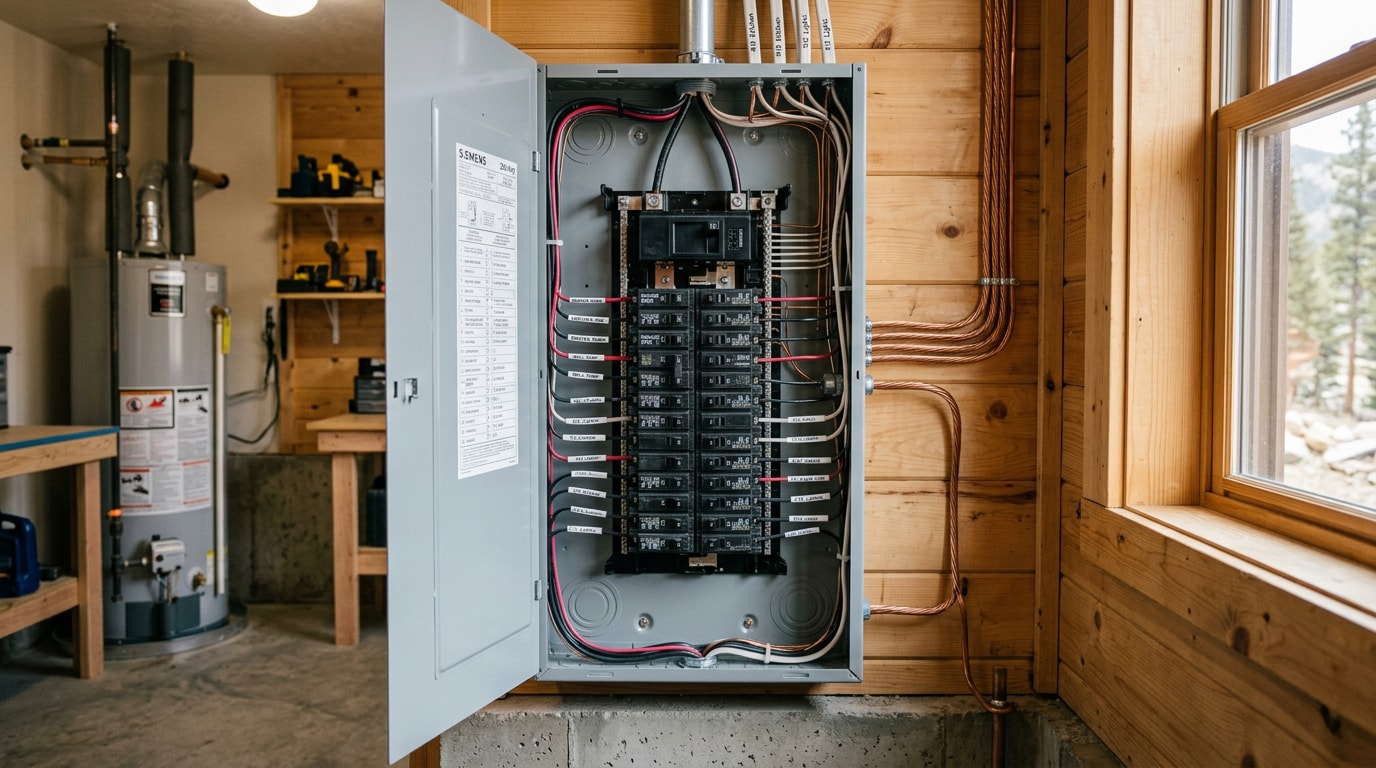Updated residential electrical panel installed in a Colorado mountain home
