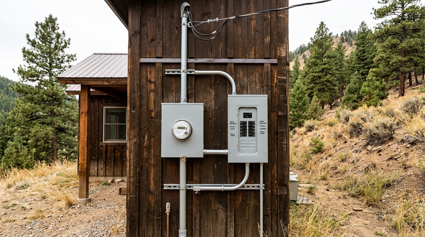 New electrical meter and service panel installed on a rural Colorado home New electrical meter and service panel installed on a rural Colorado home