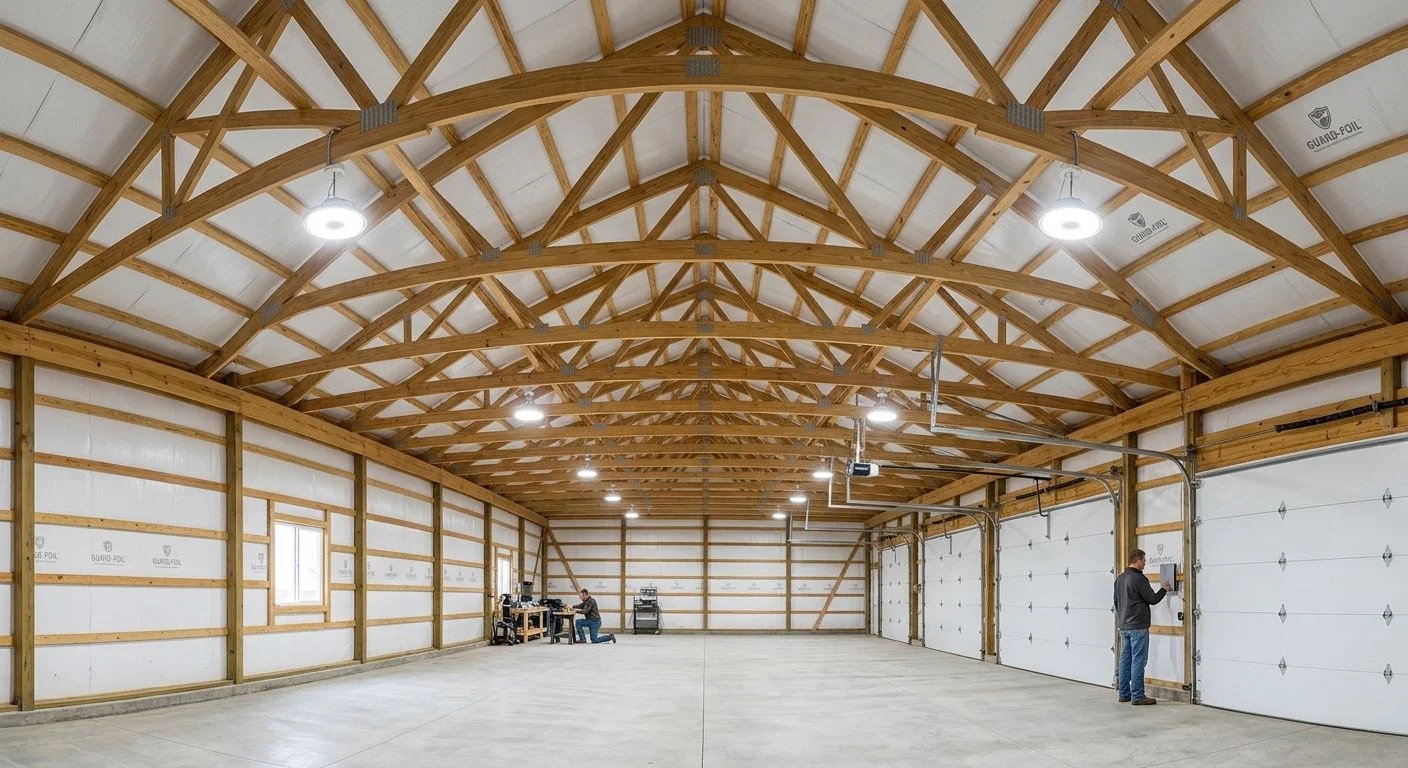 A commercial interior in Westcliffe, Colorado with newly installed overhead lighting fixtures illuminating a retail or office workspace. Bright, evenly distributed light covers the work area from wall to wall.